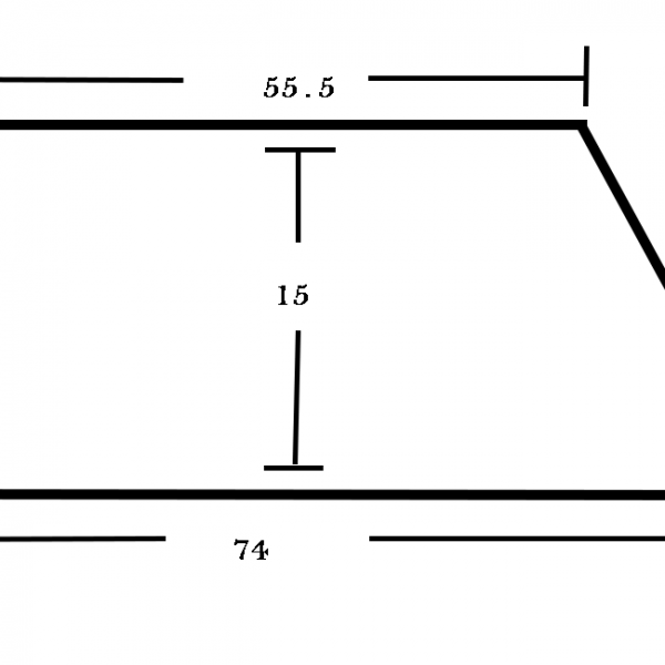 3" Height x 15" Width x 74" Length 55.5" Top Cut 0" Bump MDF One Side Trapezoid Foam
