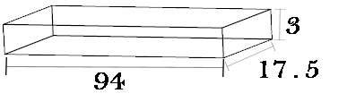 3" Height x 17.5" Width x 94" Length HDF