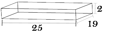 2" Height x 19" Width x 25" Length HDF